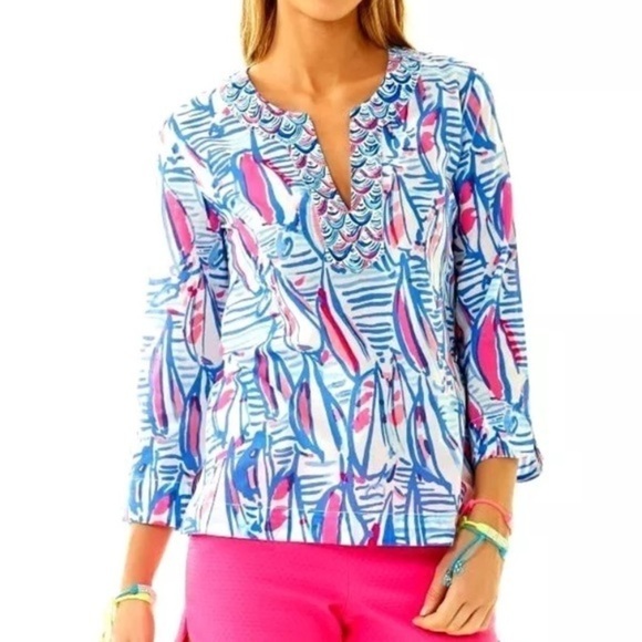 Lilly Pulitzer Amelia Tunic XS Red Right Return - Picture 7 of 7